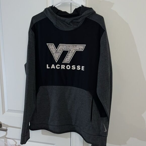 Nike Yoga Hi Neck VT Virginia Tech Hokies LAX Lacrosse Hooded Hoodie Sweatshirt - Picture 1 of 4